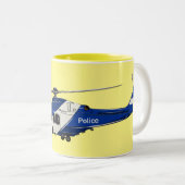 Cartoon-Illustration für Polizeihubschrauber Zweifarbige Tasse (VorderseiteRechts)
