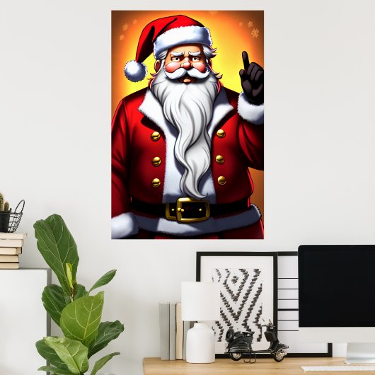 Cartoon Illustration Santa Claus | Art der AI Poster (Heimbüro)