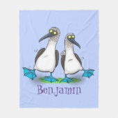 Cartoon-Illustration von bläulich-grünen Boobies Fleecedecke (Vorderseite)