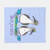 Cartoon-Illustration von bläulich-grünen Boobies Fleecedecke (Vorderseite (Horizontal))