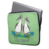 Cartoon-Illustration von bläulich-grünen Boobies Laptopschutzhülle (Vorderseite Links)