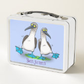 Cartoon-Illustration von bläulich-grünen Boobies Metall Brotdose (Rückseite)