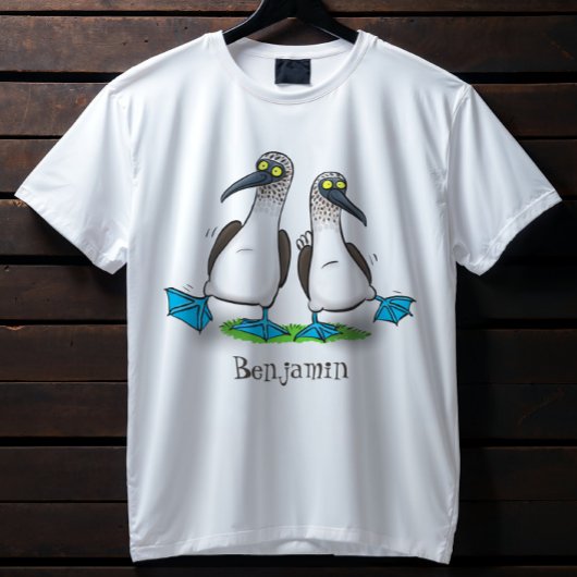Cartoon-Illustration von bläulich-grünen Boobies T-Shirt
