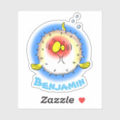 Cartoon-Illustration von Fisch mit sonniger Fettpu Aufkleber (Blatt)