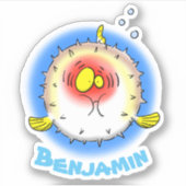 Cartoon-Illustration von Fisch mit sonniger Fettpu Aufkleber (Vorderseite)