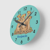 Cartoon-Illustration von Funny meerkat Runde Wanduhr (Winkel)