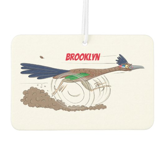 Cartoon-Illustration von Funny Roadrunner Autolufterfrischer (Rückseite)