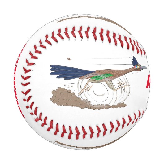 Cartoon-Illustration von Funny Roadrunner Baseball (Vorderseite Links)