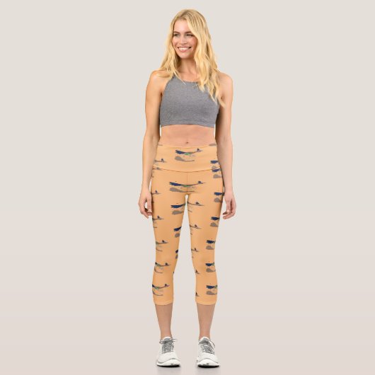 Cartoon-Illustration von Funny Roadrunner Capri Leggings (Vorderseite)