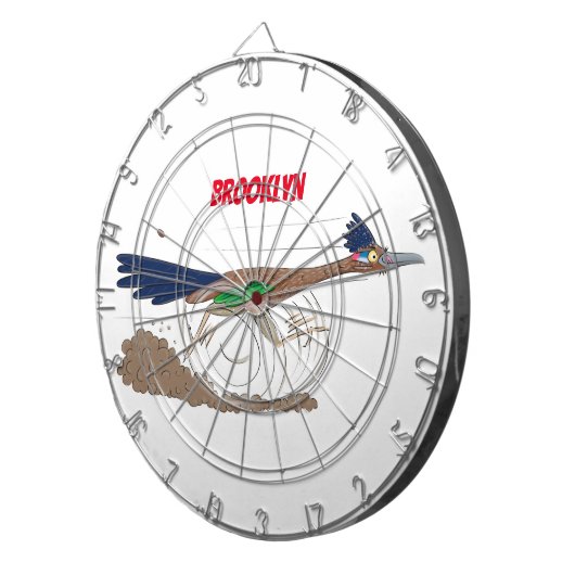 Cartoon-Illustration von Funny Roadrunner Dartscheibe (Vorderseite rechts)