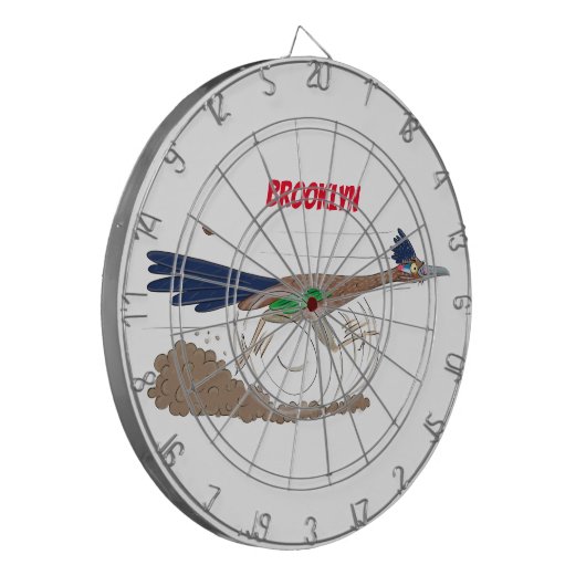 Cartoon-Illustration von Funny Roadrunner Dartscheibe (Vorderseite Links)