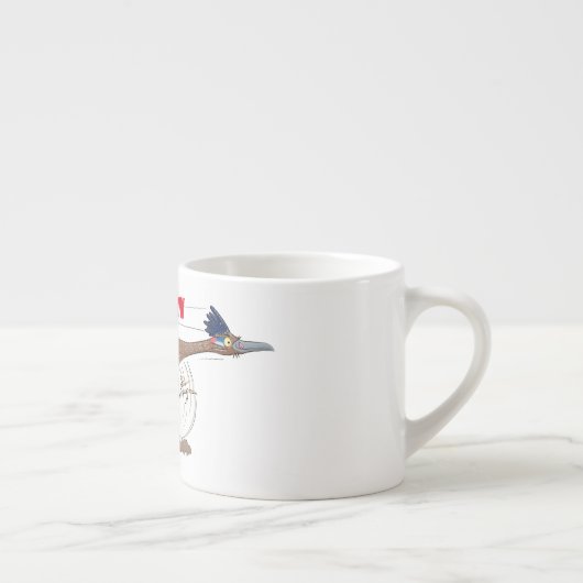 Cartoon-Illustration von Funny Roadrunner Espressotasse (Rechts)