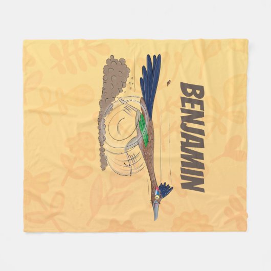 Cartoon-Illustration von Funny Roadrunner Fleecedecke (Vorderseite (Horizontal))