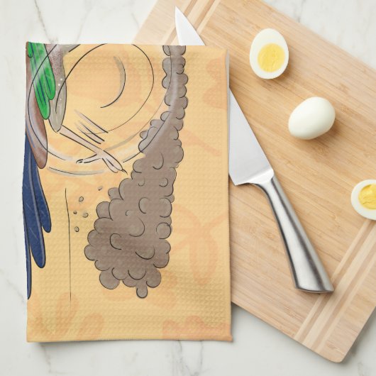 Cartoon-Illustration von Funny Roadrunner Geschirrtuch (Viertel Falte)