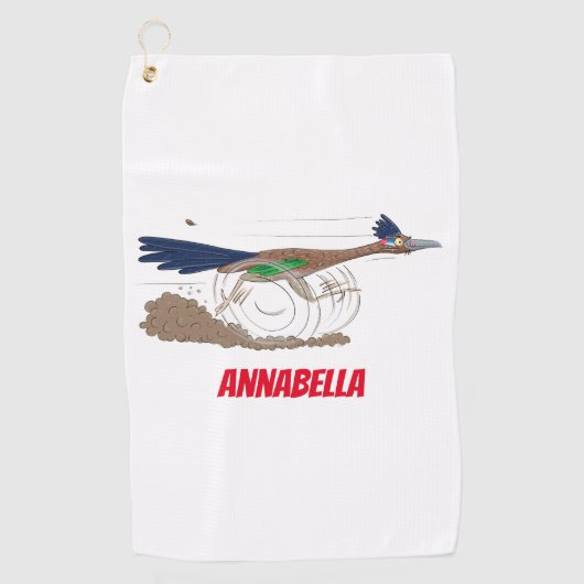 Cartoon-Illustration von Funny Roadrunner Golfhandtuch (Vorderseite)