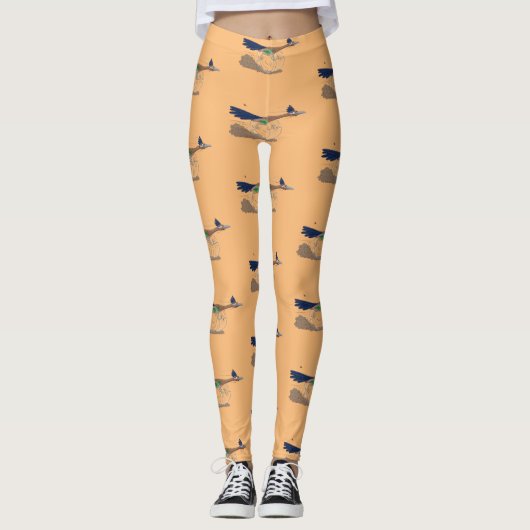 Cartoon-Illustration von Funny Roadrunner Leggings (Vorderseite)