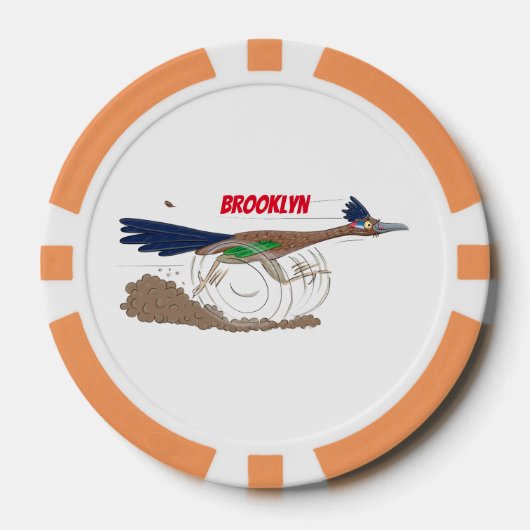 Cartoon-Illustration von Funny Roadrunner Pokerchips (Vorderseite)