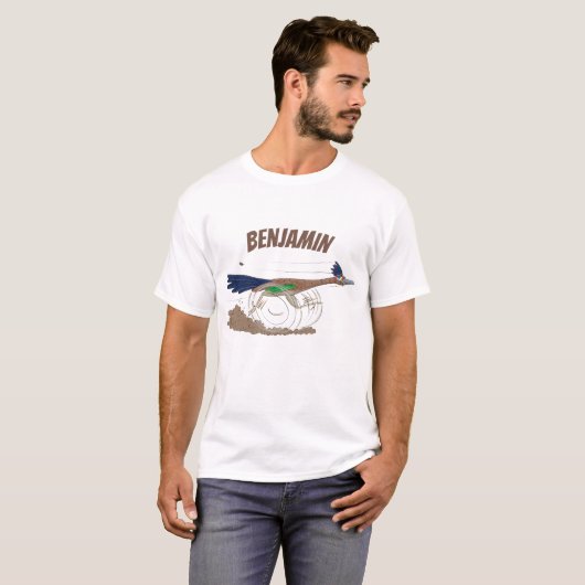 Cartoon-Illustration von Funny Roadrunner T-Shirt (Vorne ganz)
