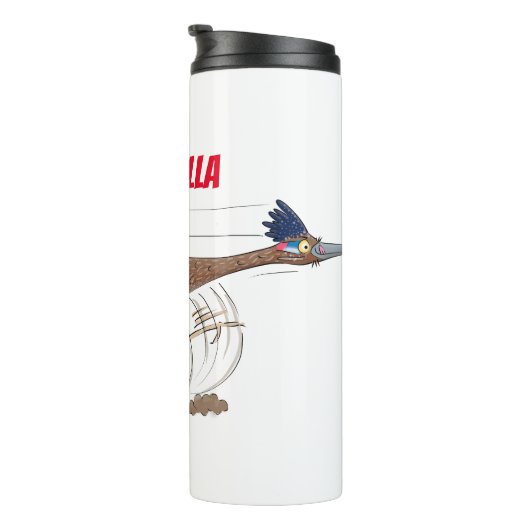 Cartoon-Illustration von Funny Roadrunner Thermosbecher (Nach rechts gedreht)