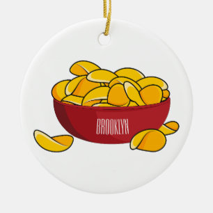 Cartoon-Illustration von Kartoffelchips Keramik Ornament