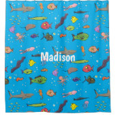 Cartoon-Illustration von Wolkenseebewohnern Duschvorhang (Vorderseite)