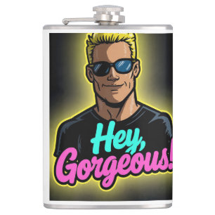 Cartoon im Johnny Bravo-Stil Charakter Flachmann
