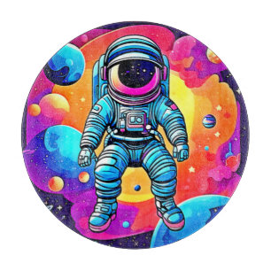 Cartoon im pulsierenden Weltraum Kunst: Astronaut  Schneidebrett