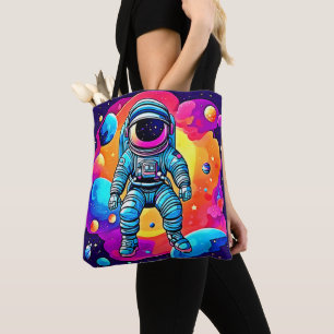 Cartoon im pulsierenden Weltraum Kunst: Astronaut Tasche