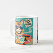 Cartoon im Retro-Stil mit überdimensionalem Sonnen Kaffeetasse (Vorderseite Links)