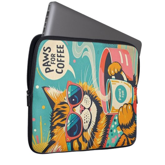 Cartoon im Retro-Stil mit überdimensionalem Sonnen Laptopschutzhülle (Vorne Rechts)