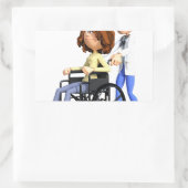 Cartoon im Rollstuhl mit Ärztin Rechteckiger Aufkleber (Tasche)