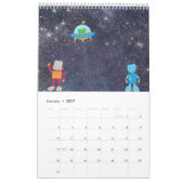 Cartoon im Weltraumkalender Kalender (Jan 2027)
