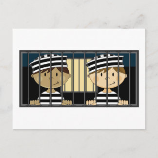 Cartoon in Gefängniszelle Postkarte