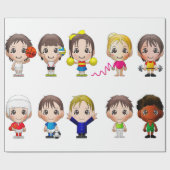 Cartoon in Papierform Sportzeichen. Geschenkpapier (Flach)