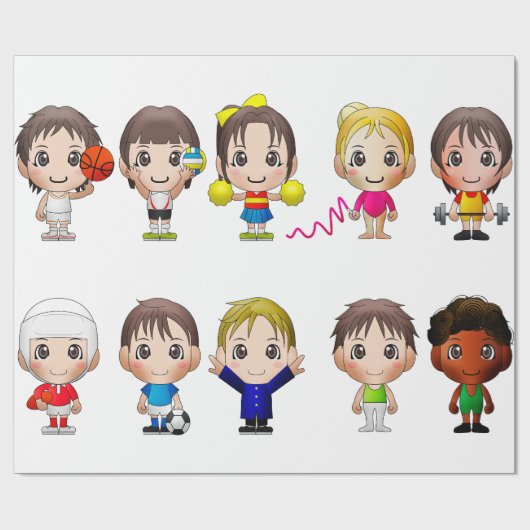 Cartoon in Papierform Sportzeichen. Geschenkpapier (Flach)