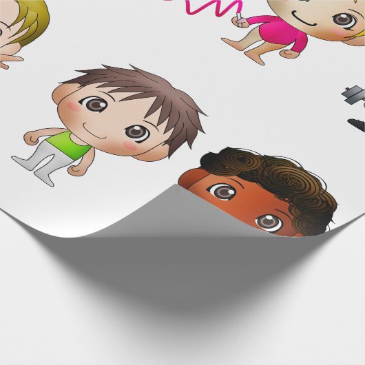 Cartoon in Papierform Sportzeichen. Geschenkpapier (Ecke)