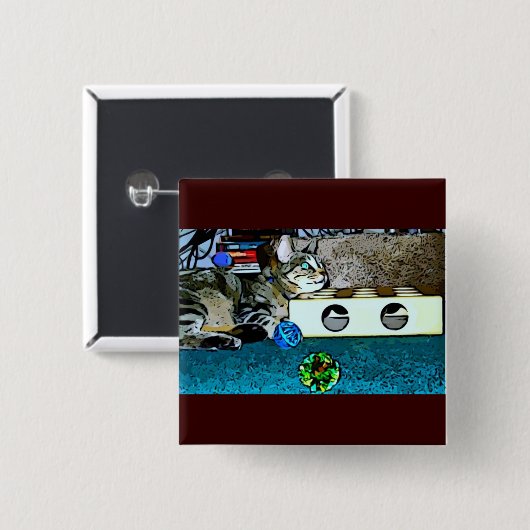 Cartoon Indigo Button (Vorne & Hinten)