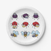 Cartoon Insekten Funny Bees Ladybugs Spiders Pappteller (Vorderseite)