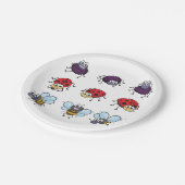 Cartoon Insekten Funny Bees Ladybugs Spiders Pappteller (Schrägansicht)