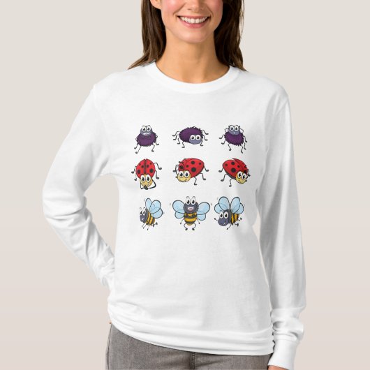 Cartoon Insekten Funny Bees Ladybugs Spiders T-Shirt (Vorderseite)