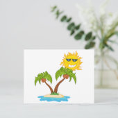 - Cartoon-Insel mit zwei Palme und Cartoon Sun Postkarte (Stehend Vorderseite)