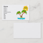 Cartoon Insel Sonne und Palmen Visitenkarte (Vorne/Hinten)