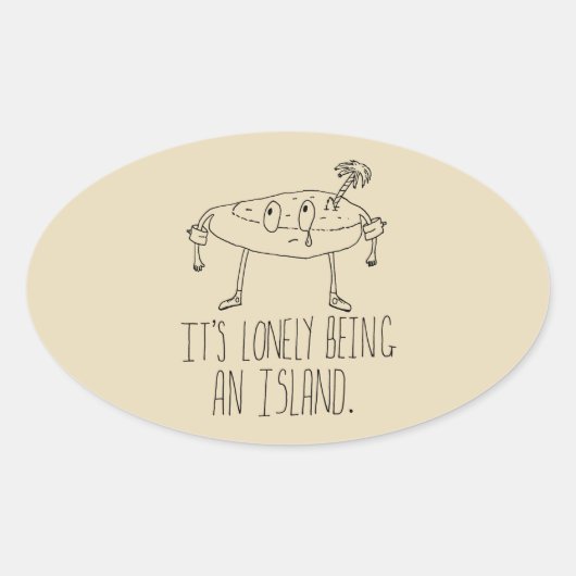 Cartoon Island Ovaler Aufkleber (Vorderseite)