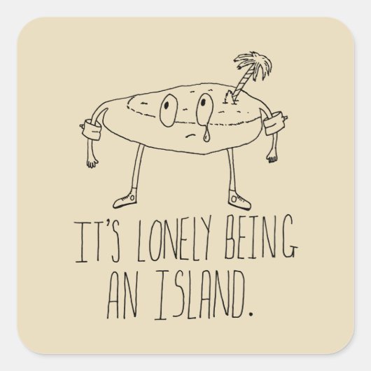 Cartoon Island Quadratischer Aufkleber (Vorderseite)