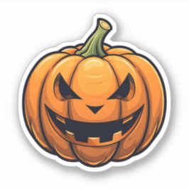 Cartoon Jack-O-Lantern Halloween Orange Pumpkin Aufkleber