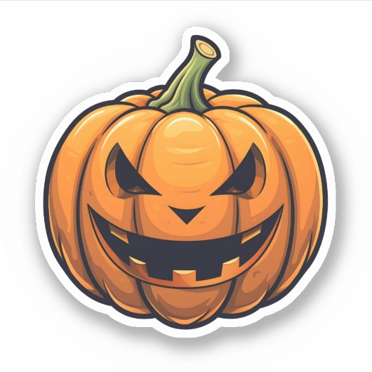 Cartoon Jack-O-Lantern Halloween Orange Pumpkin Aufkleber (Vorderseite)