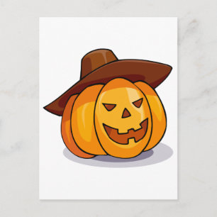 Cartoon Jack-o-Lantern Pumpkin Tragen Cowboy-Hut Postkarte