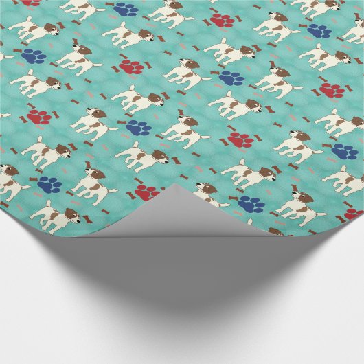 Cartoon Jack Russell Terrier Geschenkpapier (Ecke)