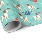 Cartoon Jack Russell Terrier Geschenkpapier (Rolleneckpunkt)