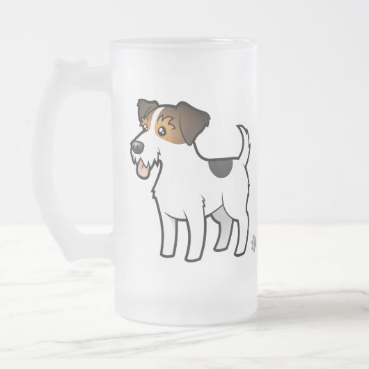 Cartoon-Jack-Russell-Terrier Mattglas Bierglas (Links)